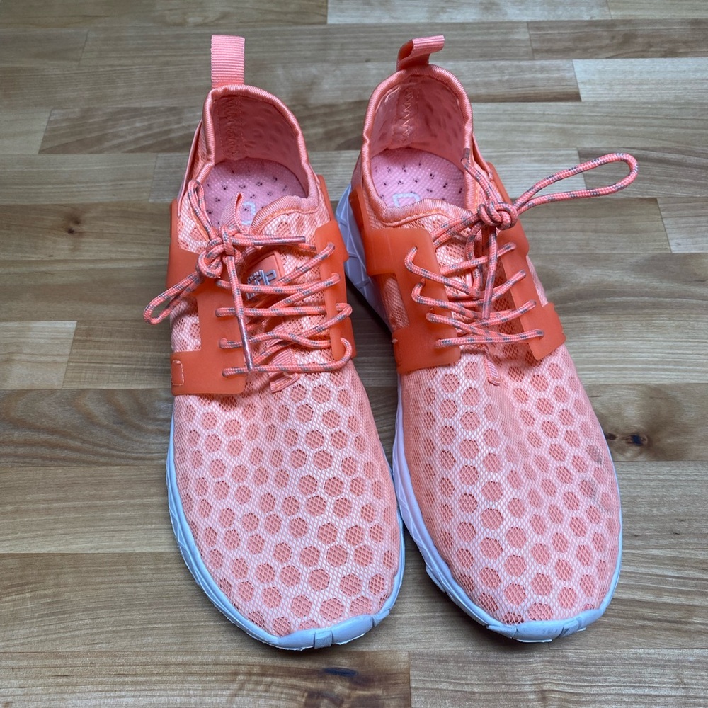 HeyDude tennis shoes, coral color, womens size 7